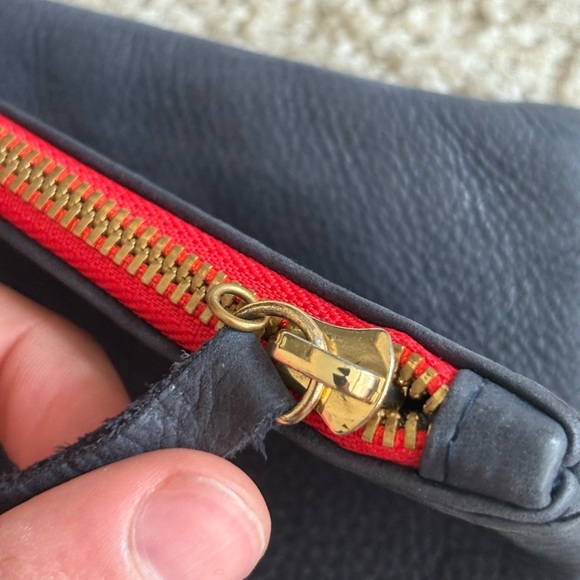 CLARE V. Los Angeles Anthropologie casual Navy blue suede clutch handheld purse - Picture 3 of 16